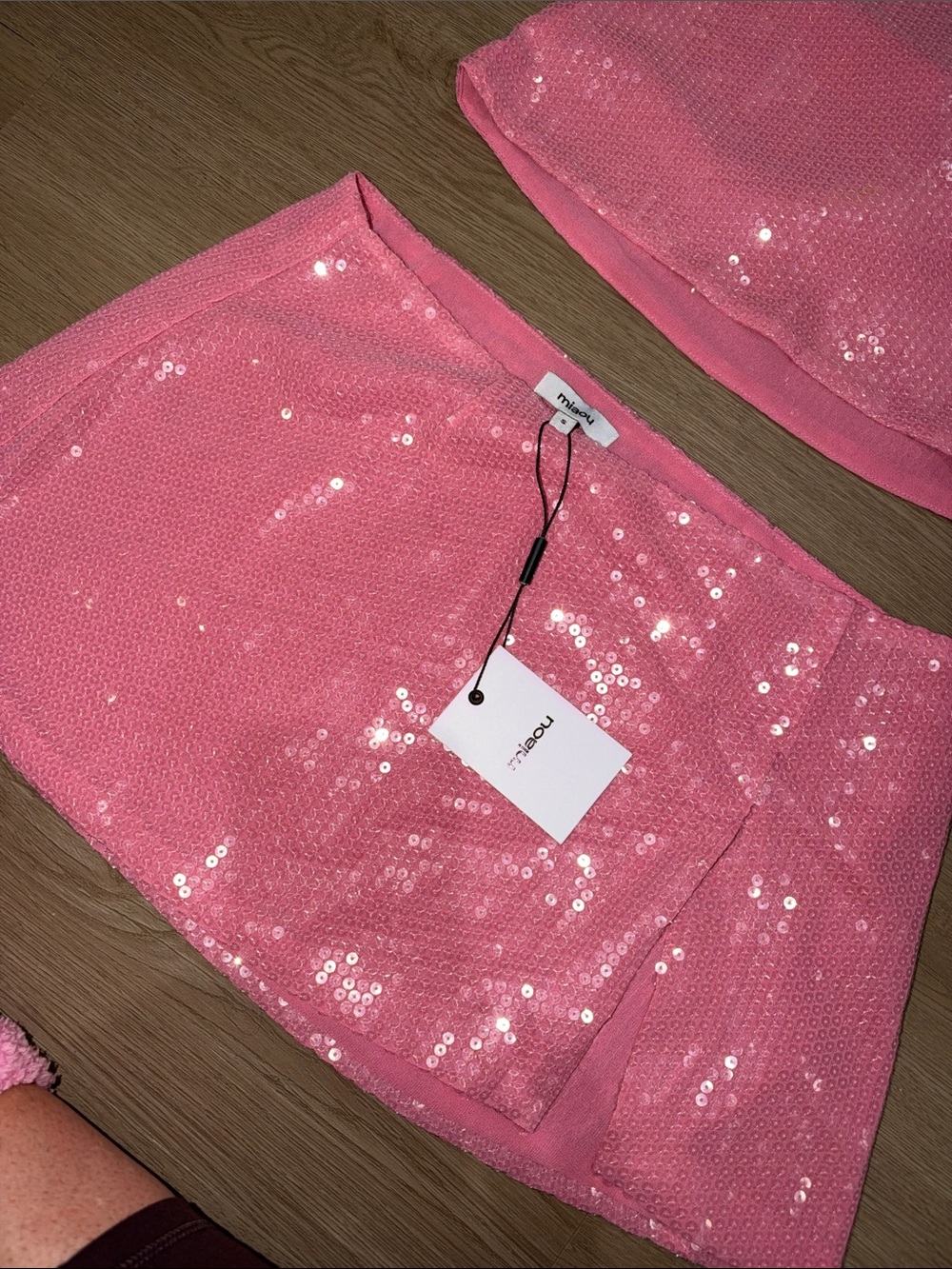 Miaou Pink Sequin Mini Skirt